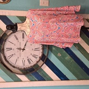 Belle blouse,pink and blue paisley size Med.